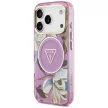Guess IML Glitter Flowers Triangle MagSafe iPhone 18 Pro Max / 17 Pro Max (GUHMP18XHFLPEDU) tok, lila