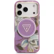 Guess IML Glitter Flowers Triangle MagSafe iPhone 18 Pro Max / 17 Pro Max (GUHMP18XHFLPEDU) tok, lila