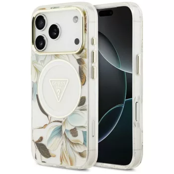   Guess IML Glitter Flowers Triangle MagSafe iPhone 18 Pro Max / 17 Pro Max (GUHMP18XHFLPEDH) tok, színes, mintás