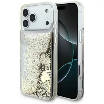   Guess Liquid Glitter 4G Charms iPhone 18 Pro Max / 17 Pro Max (GUHCP18XGLHFLGO) tok, arany