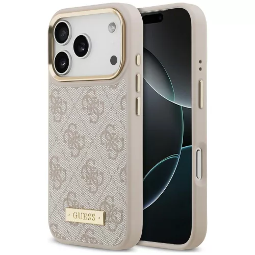 Guess 4G Logo Plate MagSafe iPhone 18 Pro / 17 Pro (GUHMP18LU4GPRP) tok, rózsaszín