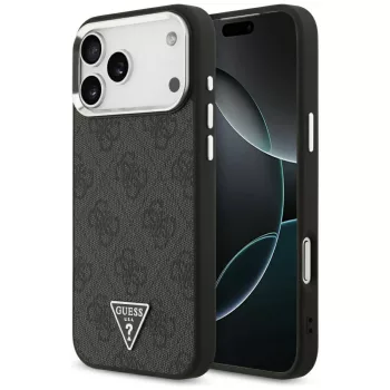   Guess 4G Triangle Logo MagSafe iPhone 18 Pro Max / 17 Pro Max (GUHMP18XP4TSRCMK) tok, fekete-ezüst