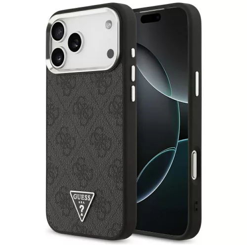 Guess 4G Triangle Logo MagSafe iPhone 18 Pro Max / 17 Pro Max (GUHMP18XP4TSRCMK) tok, fekete-ezüst