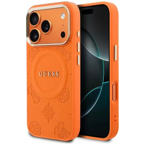 Guess Peony Hot Stamp MagSafe iPhone 18 Pro Max / 17 Pro Max (GUHMP18XPSAMSECO) tok, narancssárga