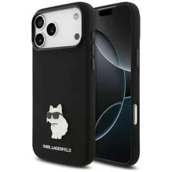   Karl Lagerfeld Silicone Choupette Metal Pin iPhone 18 Pro Max / 17 Pro Max (KLHCP18XSMHCNPK) tok, fekete