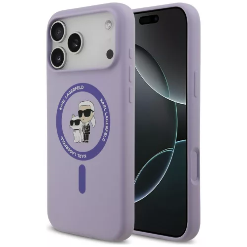 Karl Lagerfeld Silicone Karl&Choupette Ring MagSafe iPhone 18 Pro Max / 17 Pro Max (KLHMP18XSCMKCRHU) tok, lila