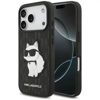   Karl Lagerfeld Saffiano Mono Patch Choupette iPhone 18 Pro / 17 Pro (KLHCP18LSAKHPCK) tok, fekete