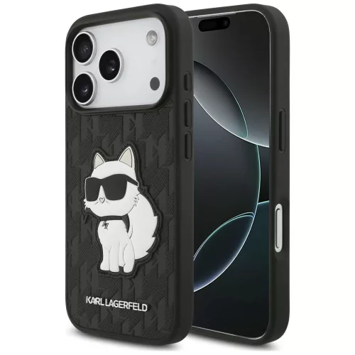 Karl Lagerfeld Saffiano Mono Patch Choupette iPhone 18 Pro / 17 Pro (KLHCP18LSAKHPCK) tok, fekete