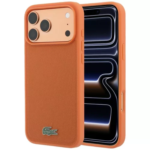 Lacoste Petit Pique Lacquer Logo MagSafe iPhone 18 Pro / 17 Pro (LCHMP18LPLAO) tok, narancssárga