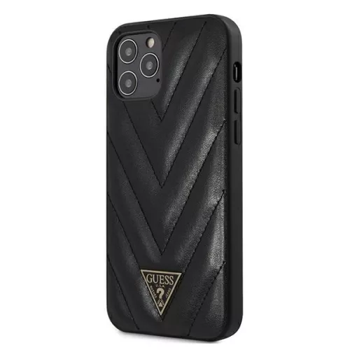 Guess GUHCP12LPUVQTMLBK iPhone 12 Pro Max 6.7" V-Quilted Collection tok, fekete