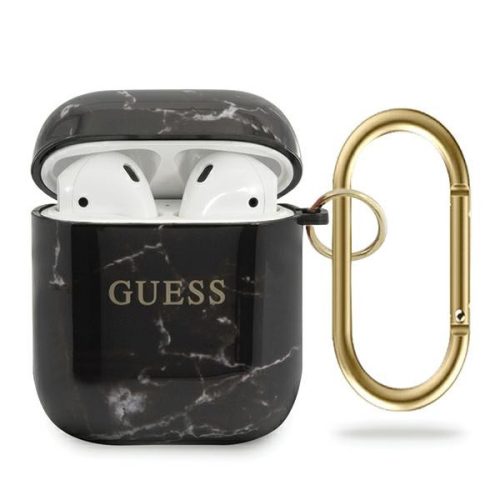 Guess GUACA2TPUMABK AirPods 1/2 cover Marble Collection tok, fekete