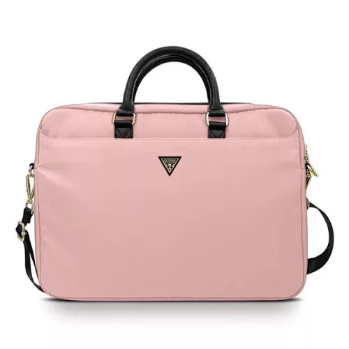 Guess laptop táska GUCB15NTMLLP 16" pink Nylon Triangle Logo, rózsaszín