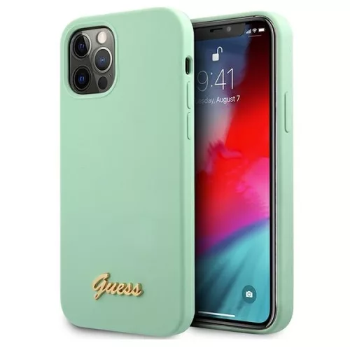 Guess GUHCP12LLSLMGGN iPhone 12 Pro Max 6,7" Metal Logo Script tok, zöld