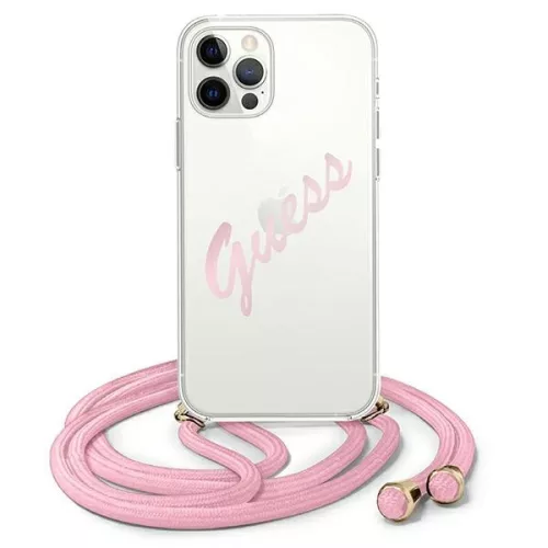 Guess GUHCP12LCRTVSPI iPhone 12 Pro Max 6,7" Script Vintage tok, rózsaszín