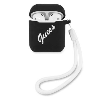   Guess GUACA2LSVSBW AirPods 1/2 cover Silicone Vintage tok, fekete-fehér