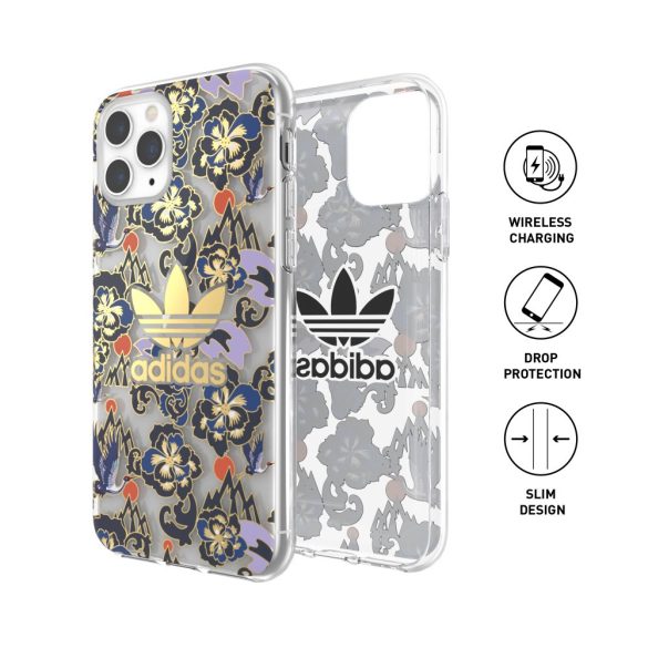Adidas Original Clear case Birds and Flowers iPhone 11 Pro hátlap, tok, mintás, átlátszó-színes