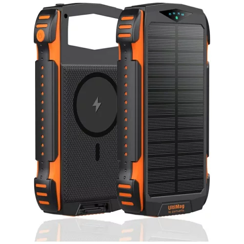 4smarts Powerbank Solar TitanPack Rugged UltiMag 20000mAh napelemes, fekete/narancs
