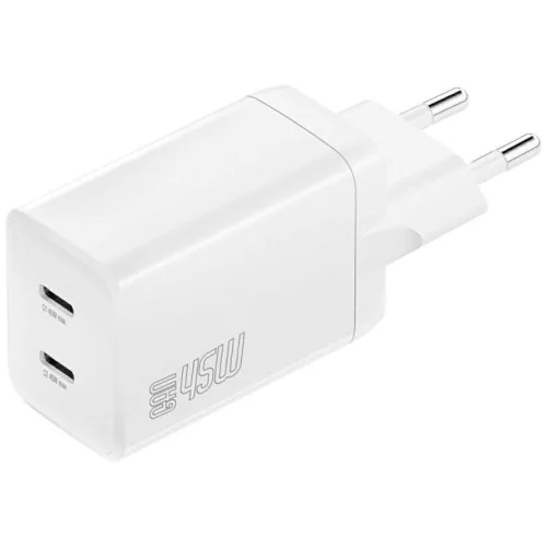 4smarts hálózati töltő PDPlug Dual 45W GaN 2xUSB-C, fehér