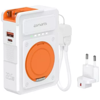  4smarts Hibrid töltő 6in1, 10 000 mAh, Qi induktív töltés, USB-C/USB-A, fehér, 18x9.5x3.5cm