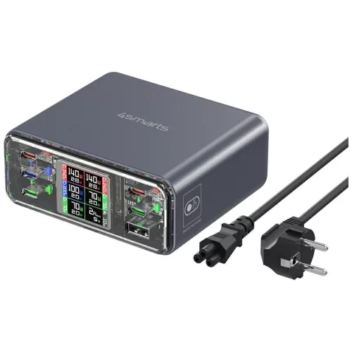 4smarts asztali töltő állomás Lucid GaN DIY 360W 5xUSB-C 1xUSB-A , szürke