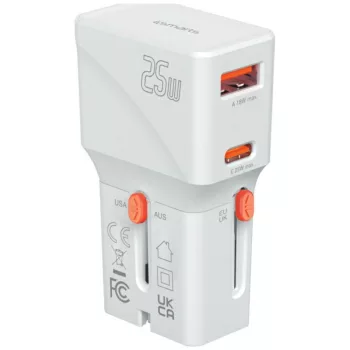   4smarts Nomad Travel charger World utazó hálózati töltő Nomad Pocket 25W USB-C/USB-A, fehér