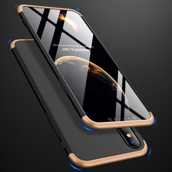 Full Body Case 360 iPhone Xs Max, hátlap, tok, fekete-arany