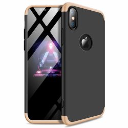   Full Body Case 360 iPhone Xr, hátlap, tok, logo szabadon, fekete-arany