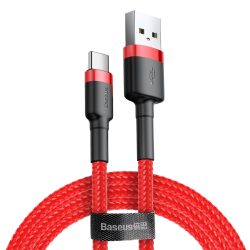   Baseus Cafule CATKLF-A09 USB/USB-C adat- és töltőkábel, 3.0 gyorstöltés, 3A, 0,5m, piros