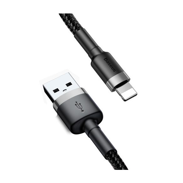 Baseus Cafule CALKLF-BG-1 USB Lightning adat- és töltőkábel, 3.0 gyorstöltés, 2.4A, 1m, fekete-szürke