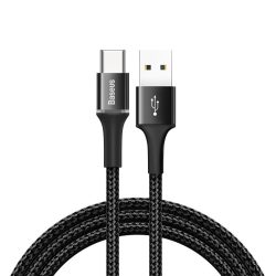  Baseus Halo Data Cable USB/USB- adat- és töltőkábel, LED fénnyel, 3A, 1m, fekete