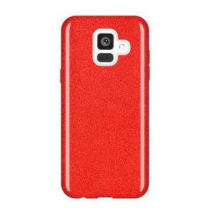 Wozinsky Glitter Case Shining Cover Samsung Galaxy A6 (2018) hátlap, tok, piros
