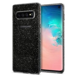   Spigen Liquid Crystal Glitter Samsung Galaxy S10 hátlap, tok, quartz, fekete