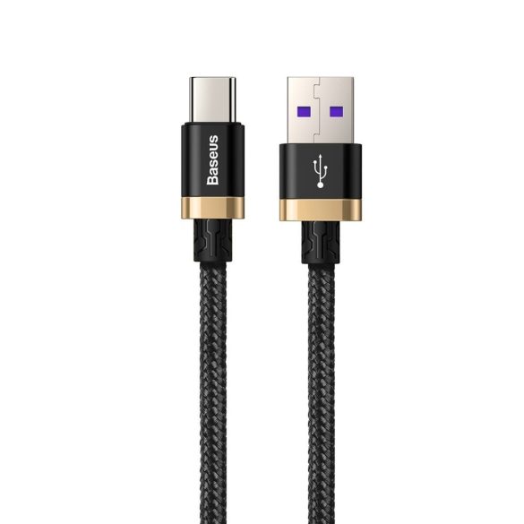Baseus Purple Gold Red CATZH-BV1 USB Type-C adat- és töltőkábel, QC 3.0 gyorstöltés, 5A, 2m, fekete-arany