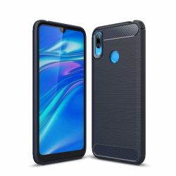 Carbon Case Flexible Huawei Y6 (2019) hátlap, tok, kék