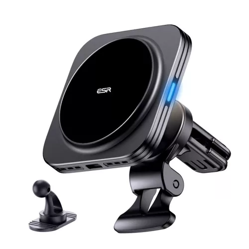 ESR Halolock Magnetic QI2 autós telefontartó MagSafe 15W induktív töltővel a légbeömlőhöz, fekete