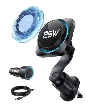   ESR OMNILOCK CRYOBOOST MAGNETIC MAGSAFE VENT CAR MOUNT WIRLESSS CHARGER QI2.2, 25W, autós tartó, fekete