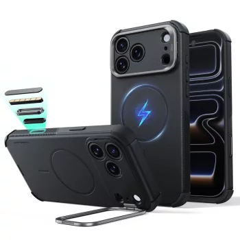   ESR Cyber Tough Kickst MagSafe iPhone 17 Pro / 18 Pro tok, fekete