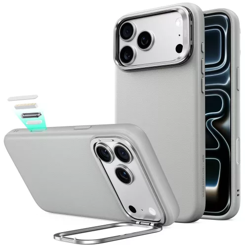 ESR Leather Kickst MagSafe iPhone 17 Pro / 18 Pro tok, szürke