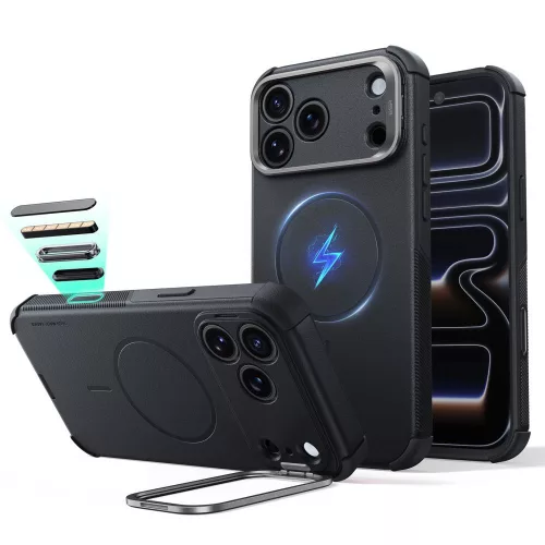 ESR Cyber Tough Kickst MagSafe iPhone 17 Pro Max / 18 Pro Max tok, fekete