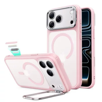   ESR Classic Hybrid Kickst MagSafe Frosted Bubblegum Pink iPhone 17 Pro / 18 Pro tok, matt rózsaszín