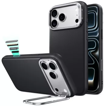   ESR Leather Kickst MagSafe iPhone 17 Pro Max / 18 Pro Max tok, fekete