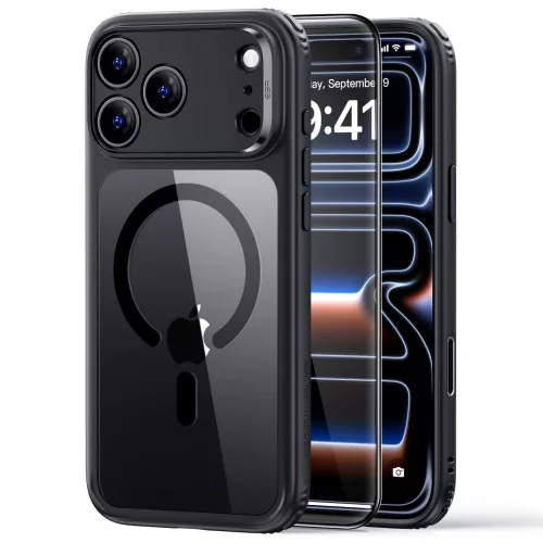 ESR Classic Hybrid MagSafe & iPhone 17 Pro / 18 Pro üvegfólia, átlátszó-fekete