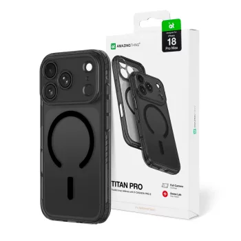   AmazingThing Titan Pro Lens Camera Cover Lanyard Mount, MagSafe iPhone 18 Pro Max tok, fekete