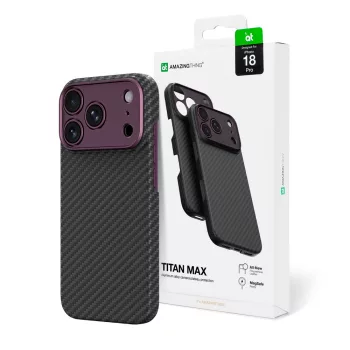   AmazingThing Titan Max Lens Aramid FiberCamera Cover, MagSafe iPhone 18 Pro tok, lila