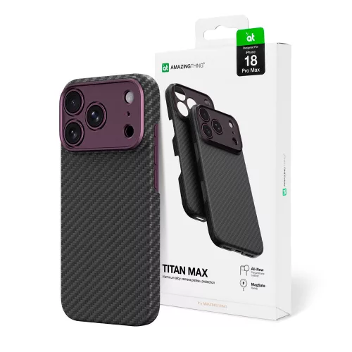 AmazingThing Titan Max Lens Aramid FiberCamera Cover, MagSafe iPhone 18 Pro Max tok, lila