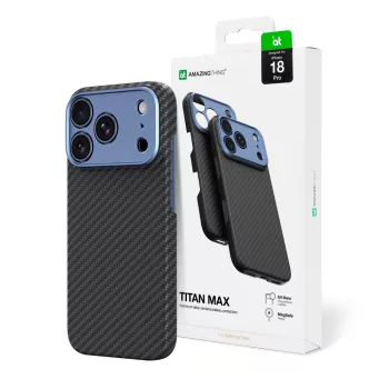   AmazingThing Titan Max Lens Aramid FiberCamera Cover, MagSafe iPhone 18 Pro tok, kék