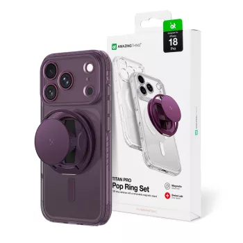   AmazingThing Titan Pro Pop Lens Camera Cover, Holder St, MagSafe iPhone 18 Pro tok, lila