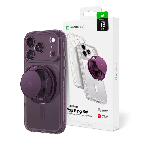 AmazingThing Titan Pro Pop Lens Camera Cover, Holder St, MagSafe iPhone 18 Pro tok, lila