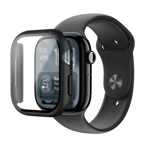 AmazingThing Radix Glass Screen Protector Case Apple Watch Series 11 42mm, tok, fekete