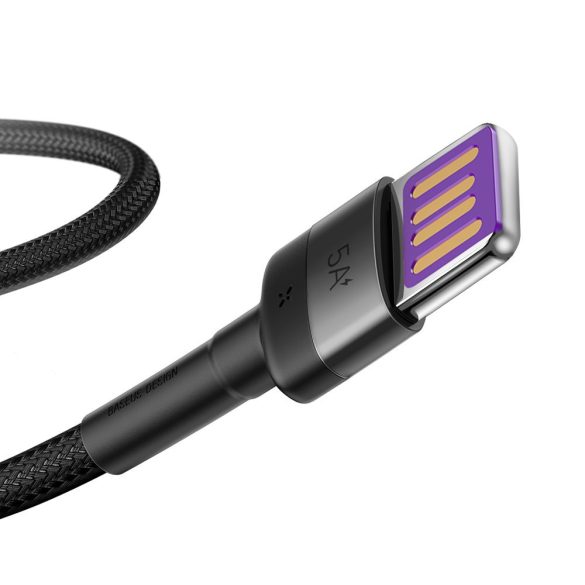 Baseus Cafule CATKLF-PG1 USB Type-C adat- és töltőkábel, QC 3.0 gyorstöltés, 5A, 1m, fekete-szürke